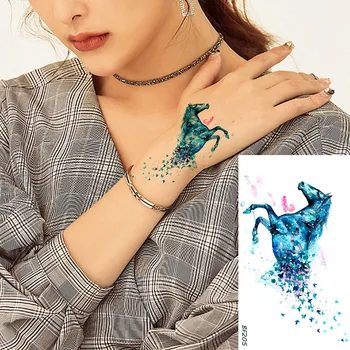 Gyerekek, Lányok Rajzfilm Flash Kék Ló Aranyos Ideiglenes Tetoválás Matricák Nő Karját Mellén Tato Ragasztó Pillangó Egyéni Art Tattoo