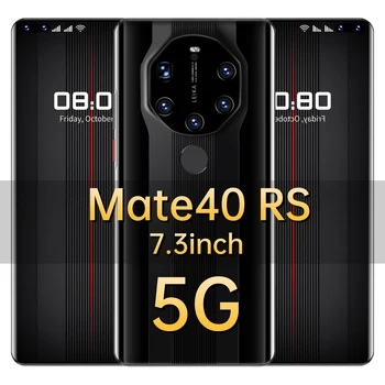 Haver 40 RS 7.3 Hüvelykes Képernyő 5G Okos Telefon, 16+512 gb-os Nagy Felbontású Játék Nagy Képernyős Videó Hívást A Huawei Mate 40 RS Vivo Telefon