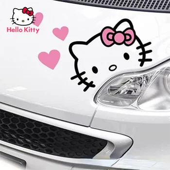 Hello Kitty-S Autó Tartozékok Rajzfilm Aranyos Dekorációs Matricák Ajtót Semmiből Terjed Matricát A Hátsó Ablak Vízálló Matricák