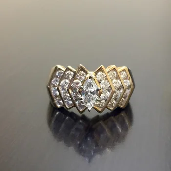 Huitan Luxus házassági Gyűrű a Nők Zseniális Cirkónia Divat Arany Színű Gyűrű Legjobb Ajándék, kiváló Minőségű Ékszerek
