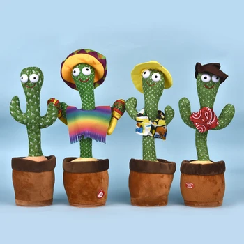 Igazán aranyos Játék, Tánc Kaktusz USB Töltés Rázza Plüss Baba Rekord Ismételjük meg a Játékot Aranyos Kaktusz Játékok lakberendezés Tartozékok