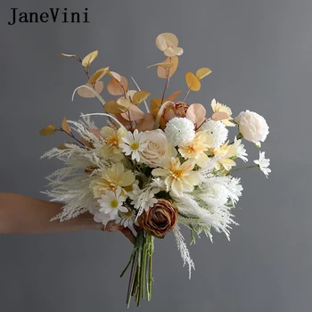 JaneVini 2021 Mesterséges Vintage Menyasszonyi Pezsgő Rózsa Csokor Hortenzia Virág Őszi Menyasszony Hamis Csokrok, Esküvői Kiegészítők