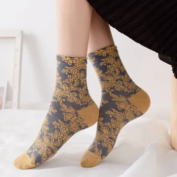 japán Retro Törött virágok zokni calcetines mujer nők meias harajuku koreai stílus skarpetki damskie chaussette femme zokni meia