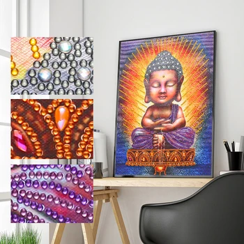 JIEME DIY 5D Mozaik Buddhizmus Rész Fúró Különleges Alakú Gyémánt Gyanta Festmény Kit Strasszos Drawing Room Decor Kép Ajándék