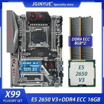JINGYUE X99 Kit Alaplap LGA 2011-3 Szett E5 2650 V3 Processzor 16GB(8G*2) DDR4 ECC RAM Memória M. 2 NVME X99 TITÁN D4