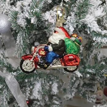 Karácsonyi Díszek, Mikulás Ride A Motorkerékpár Lóg Kézműves Karácsonyfa Medálok Beltéri Táblázat Kandalló Dekoráció