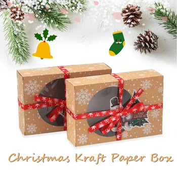 Karácsonyi Európai Új Stílus Kraft Papír Doboz Karácsonyi Ablak Keksz Csomagolás Nátronpapír Nagy Ajándék Doboz Karácsonyi Party Dekoráció