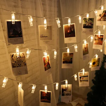 Karácsonyi Fények 1,5 m 3m 6m LED String Fények Kártya Fotó Klip tartó Fény Garland a Fények Új Év Dekoráció Hálószoba