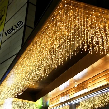 Karácsonyi fények, kültéri dekoráció 5 méter bágyadtság 0.4-0.6 m led függöny jégcsap string fények szilveszter lakodalom garland fény