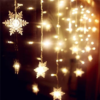 Karácsonyi Girland Hópelyhek LED String Fény Villogó Vízálló Nyaralás, szilveszteri Buli Csatlakoztatható Hullám Tündér Függöny Fény 4M