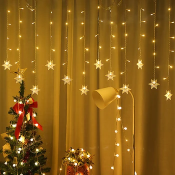 Karácsonyi Hópelyhek LED String Villogó Fények Függöny Könnyű Vízálló karácsonyi Parti Dekoráció Csatlakoztatható Hullám Tündér Fény