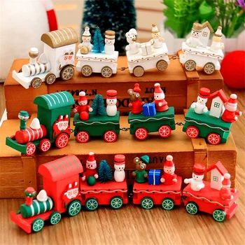 Karácsonyi Vonat Formában Fa Natale Dekoráció Mikulás Medve Xmas Gyerek Játékok Fából Készült Ajándék Haza Dísz Navidad Új Év