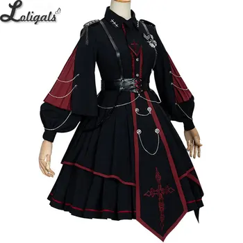 Katonatiszt ~ Gótikus Katonai Egyenruhát Vintage Hosszú Ujjú Lolita Ruha Teljes Készlet