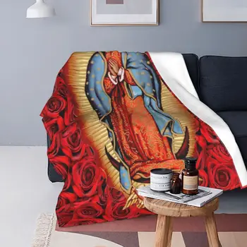 Keresztény Katolikus Takaró Our Lady of Guadalupe Mexikói Szűz Mária Flanel Újdonság Meleg Takarót Haza Textil Dekoráció