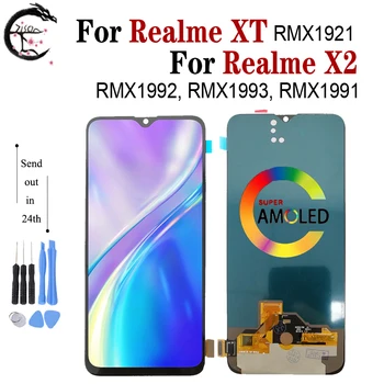 Kijelző OPPO Realme XT RMX1921 LCD Képernyő Realme X2 LCD Touch Szenzor Digitalizáló Közgyűlés RMX1992 RMX1993 RMX1991 Kijelző