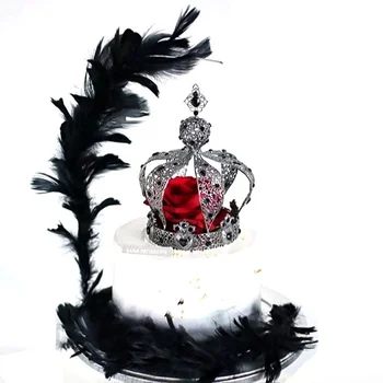 Király Barokk Valentin Nap Királynő Születésnapi Party Torta Dekoráció Desszert Díszek Fekete Kastély Korona Sütés