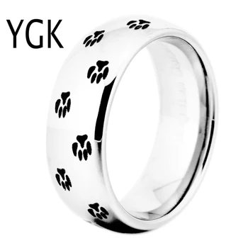Klasszikus Esküvői Gyűrű Női Ékszer Eljegyzési Ezüst Wolfram Gyűrű Kutya lábnyom Állat Gyűrű Fél női Gyűrű