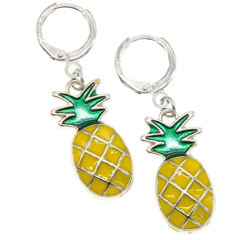 Koreanische neue süße Frucht Hölgyem Ananas Ohrringe einfachen Charme Kupfer Gyűrű Metall Emaille Ananas Ohrringe