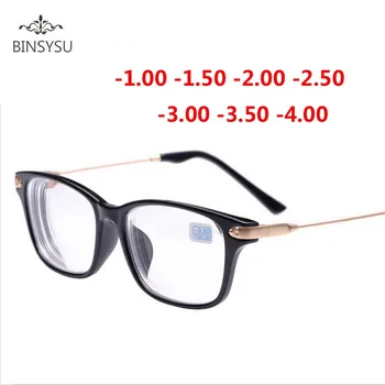 Kész rövidlátás szemüveg fekete keret fém arany lábak Átlátszó lencse látó szemüveget -1 -1.5 ja-2, 5 -2 -3 -4 -3.5