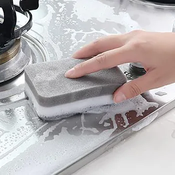 Kétoldalas súroló pad, takarító eszköz, mosogató kefe pot kétoldalas szivaccsal törölje le, erős fertőtlenítő konyhai eszköz