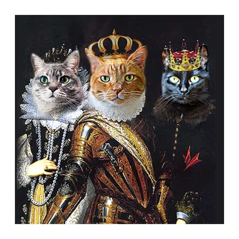 Kézimunka teljes hímzés, festés cross stitch állat diy gyémánt festmény készletek kereszt stich kerek gyémánt festmény Macska királynő