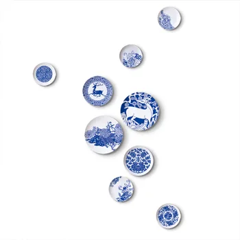 Kínai Stílusú Lemezek Dekoratív Falon Lógó Ételek Kék-fehér porcelán Művészet Kerámia Tányér Home Hotel Stúdió, Dekoráció