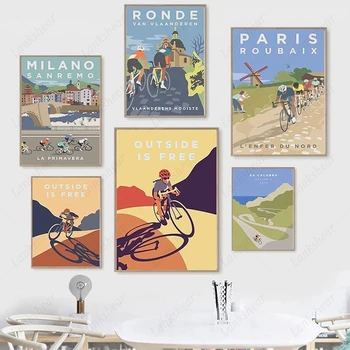Külső Sport Kerékpár Kerékpározás Vászon Festmény Vintage Franciaország Párizs Kerékpáros Verseny Megemlékező Tevékenységek Poszter Wall Art Képek