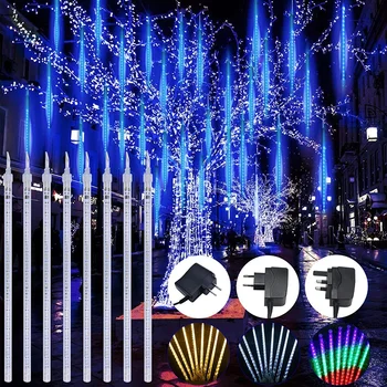 LED Meteorzápor Eső Fények, Ünnep String Fények, Vízálló Hulló Esőcsepp Tündér Fény Karácsonyi Party Kerti Dekoráció