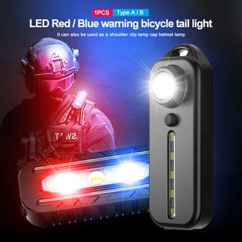LED+SMD Kalap Clip Lámpa Kerékpár hátsó Lámpa USB Újratölthető Futó Biztonsági Red&Blue 5 Mód Figyelmeztetés, Váll, Derék, Sisak, Lámpa