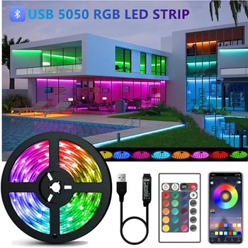 LED Szalag Világítás Bluetooth Vezérlő RGB 5050 USB 5V Luces Rugalmas Szalag Lámpa TV Háttérvilágítás Dióda Szalag Ajándék Fita Fesztivál Luz