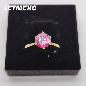 Letmexc Klasszikus 925 Ezüst Aranyozott 18K Arany Moissanite Gyémánt Gyűrű a vvs1 Hölgyek Eljegyzési Gyűrűt
