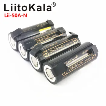 LiitoKala Lii-50A 26650 5000mAh lítium akkumulátor, 3,7 V 5000mAh, 26650 újratölthető akkumulátor, 26650-50A alkalmas +DIY Nikkel lapok
