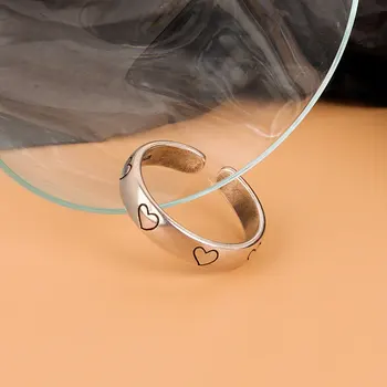 LIVVY Ezüst Színű SZERELMES Szív Gyűrű a Nők, Párok, Minimalista Vintage Szülinapi Ékszerek Ajándékok, Allergia Megelőzése