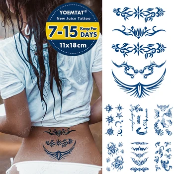 Lé Tartós Festék Tetoválás Body Art Vízálló Ideiglenes Tetoválás Matrica Szexi Szőlő Totem Derék Tetoválás Kar Hamis Sun Star Tatto Nők