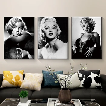 Marilyn Monroe a Fekete-Fehér Fotó Vintage Vászon Festmény, Poszterek, Nyomatok, Wall Art Kép a Nappali Otthoni Dekoráció