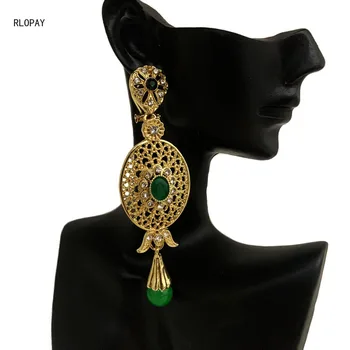 Marokkói Tervező Fülbevaló Női Hosszú Csepp Fülbevaló francia Kampó Lógó Fülbevaló Arany Luxus Menyasszonyi Strasszos Fülbevaló
