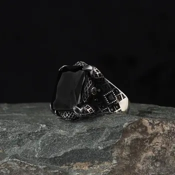 MEN 'S Cirkon 925 Sterling Karom Design Kézzel készített Ezüst Gyűrű, Törökországban