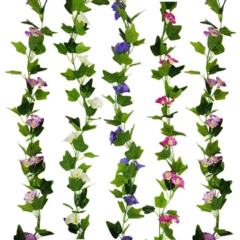 Mesterséges hajnalka Virág Szőlő, Lóg a Növények Zöld Koszorú Borostyán Esküvői Kerti Fal, Kerítés, lakberendezés