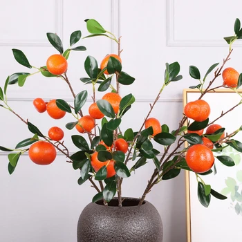 Mesterséges Narancs Ág Gyümölcs Ág Nappaliban Új Év Dekoráció Gyümölcs Ág Dekoráció, Dísztárgyak