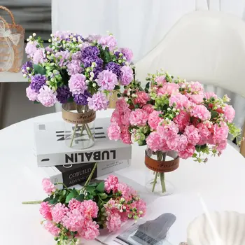 Mesterséges Virágokat, Magas Színvonalú Luxus Csokor, Esküvő Dekoráció, Otthon Asztal Dekoráció Ég Kék Selyem Virág Hortenzia
