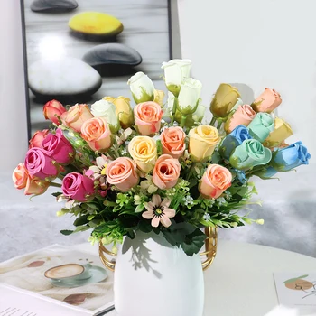Mesterséges Virágokat Rose Selyem Menyasszonyi Csokrok Esküvői Haza Szülinapi Buli Arrangment Kerti Dekoráció Aritificial Növények
