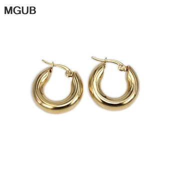 MGUB Új 2 szín klasszikus 316L rozsdamentes acél népszerű fülbevaló szilárd súly sima, 20-30mm fülbevaló finom, csiszolt, sima LH327
