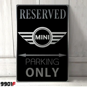 Mini Cooper Parkolás Csak Fém Adóazonosító Jel Fém Tábla Haza Garázs Barlang Pub, Bár, Fali Dekor, Fali Poszter(20cmx30cm)