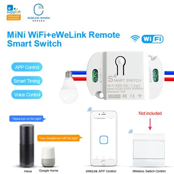 MINI WIFI EWeLink Távoli Smart Switch Kapcsolót 220V Kapcsoló Breaker 2.4 G WIFI Távirányító Hang Vezérlés Alexa, a Google Haza