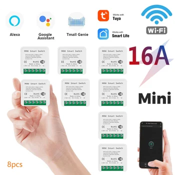 MINI Wifi Smart Kapcsoló 16A, 2-utas Vezérlés Időzítő Vezeték nélküli Kapcsolók Intelligens Otthon Automatizálás Kompatibilis Tuya Alexa, a Google Haza