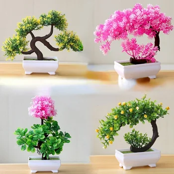 Multicolor bonsai Növények Mesterséges kis fa art home/kerti Party/asztal deco hamis Virágok, Cserepes növények, kézműves kellékek 1db