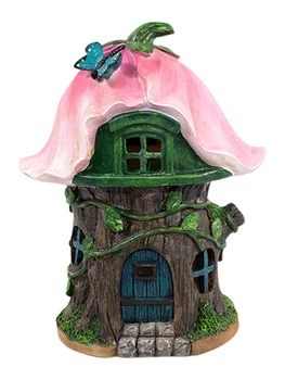 Mystic Gnome Tündér Ház, LED Art Dekoráció Vízálló, Tartós, Erkély virágágyás Elf Tree House Dekoráció