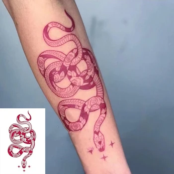 Nagy Méretű Piros Kígyó Tetoválás Vízálló Ideiglenes Tetoválás Matricák Nők, Férfiak, Body Art, Derék Matricák Ujja Hamis Tatto