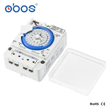 OBOS Din rial Analóg Időzítő kapcsoló relé LED kijelző idő kapcsoló teljesítmény tartalék mechanikus kapcsoló 24 órán Kézi/Auto TB388