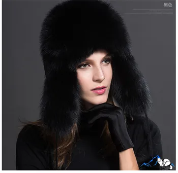Orosz mosómedve róka szőrme sapka, meleg termék divat téli merénylő fülvédője a nők meleg, vastag téli sapka